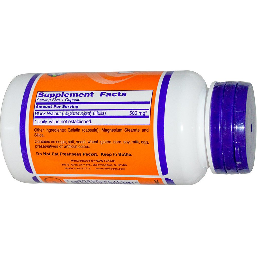 Now Foods - Black Walnut Hulls (Люспи от Черен Орех) 500 mg - 100 капсули - Image 2
