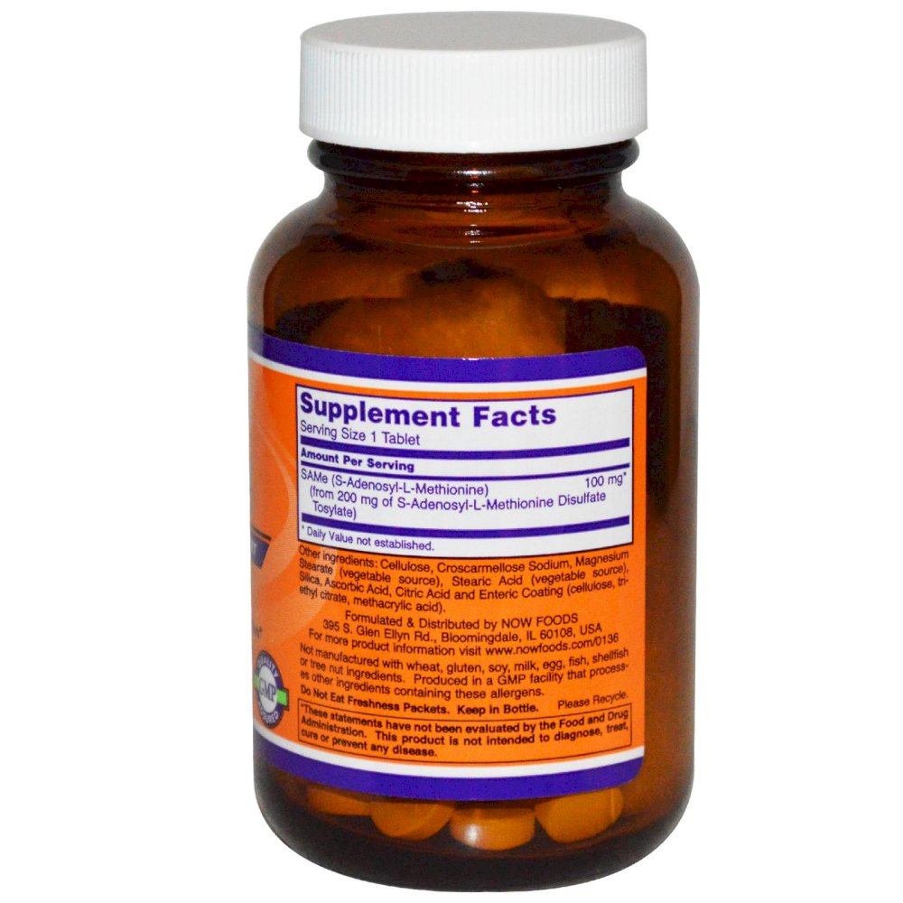 Now Foods - SAMe 100 mg - 30 таблетки - Image 2