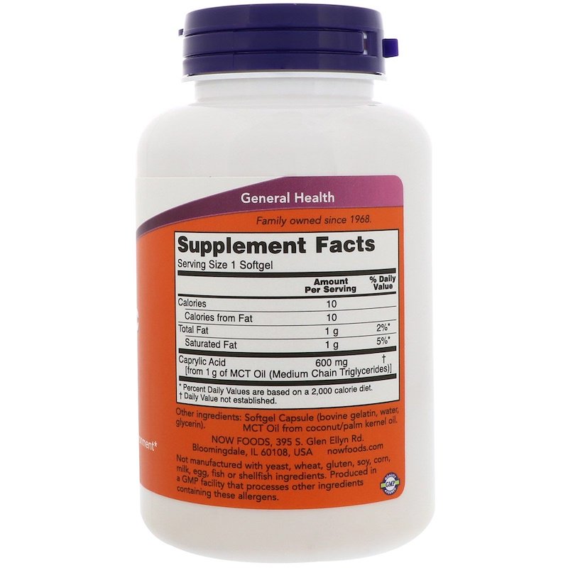 Now Foods - Caprylic Acid - 600 mg - 100 дражета - Image 2