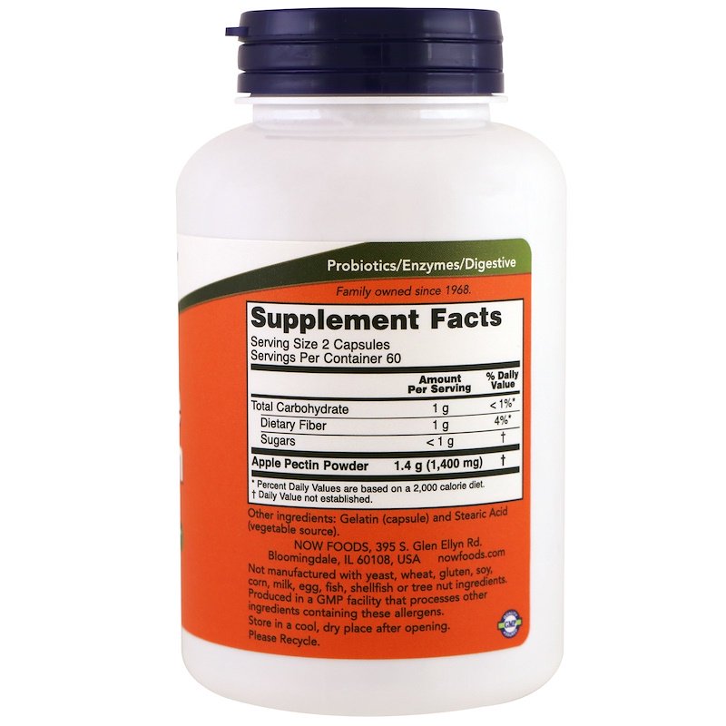 Now Foods - Apple Pectin (Ябълков пектин) 700 mg - 120 капсули - Image 2
