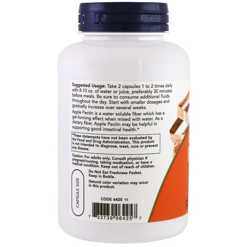 Now Foods - Apple Pectin (Ябълков пектин) 700 mg - 120 капсули - Image 3