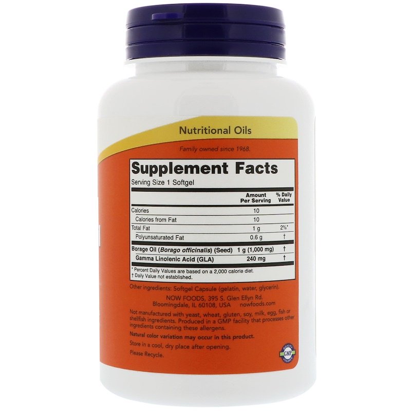Now Foods - Borage Oil (Масло от Пореч) 1000 mg - 60 дражета - Image 2