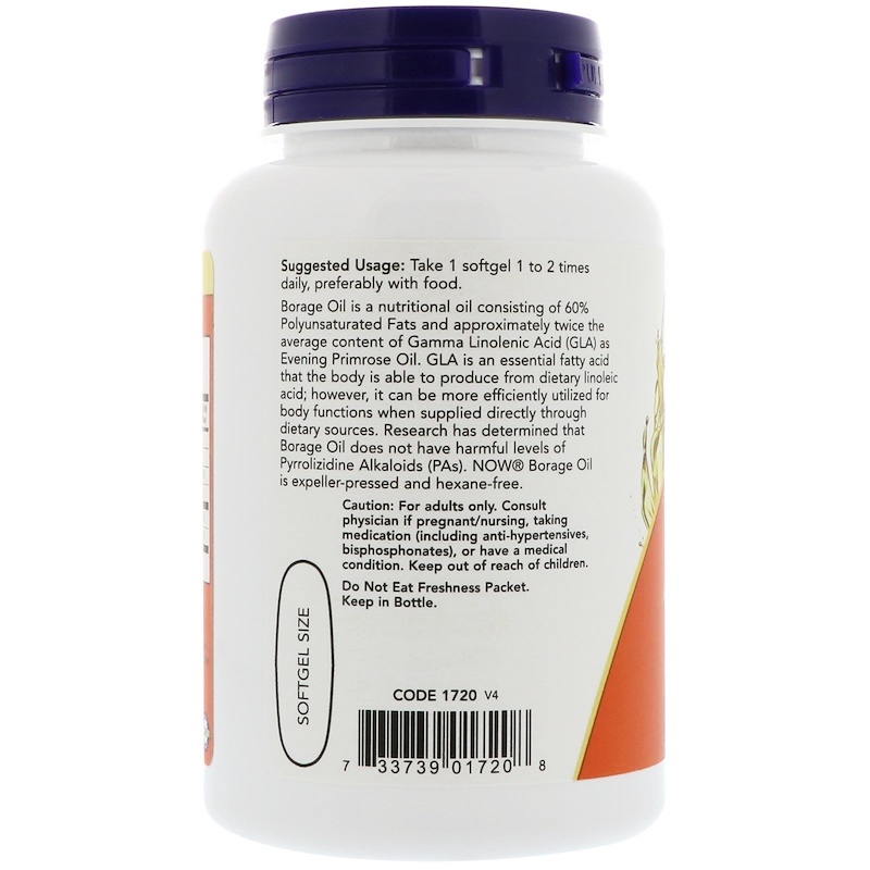 Now Foods - Borage Oil (Масло от Пореч) 1000 mg - 60 дражета - Image 3