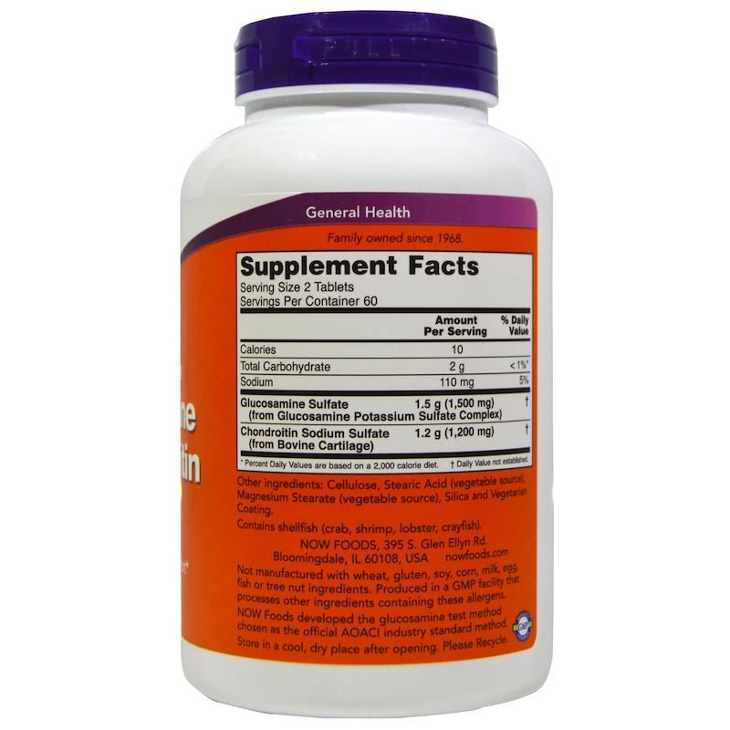 Now Foods - Glucosamine & Chondroitin 750/600 mg - 120 таблетки - Image 2