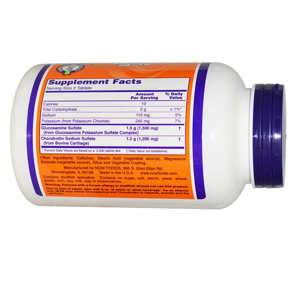 Now Foods - Glucosamine & Chondroitin 750/600 mg - 60 таблетки - Image 2