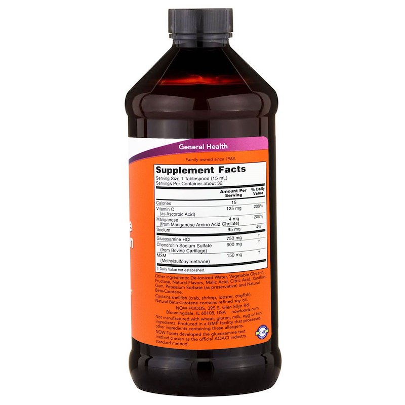 Now Foods - Glucosamine & Chondroitin с MSM (течен) - 475 ml - Image 2