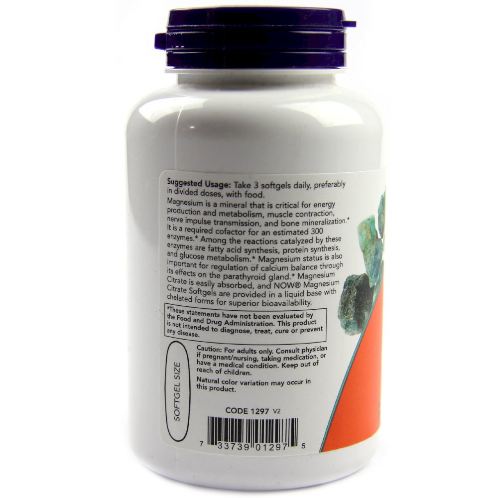 Now Foods - Magnesium Citrate - 200 mg - 100 таблетки - Image 2