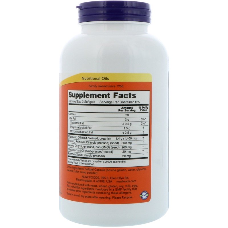 Now Foods - Omega 3-6-9 - 1000 mg - 250 дражета - Image 2