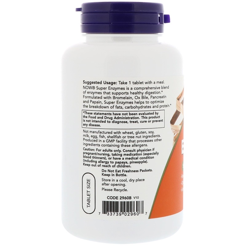 Now Foods - Super Enzymes - 90 таблетки - Image 3