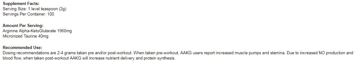 012-0001 - OstroVit - AAKG Powder 200 g Back